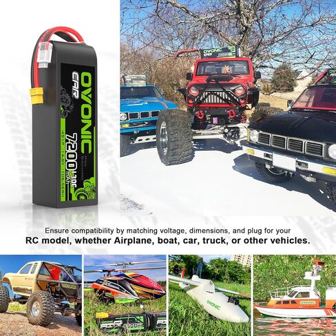 OVONIC 4S LiPo Battery 7200mAh 14.8V 130C RC Battery with XT60 to TRA Connector in Kuwait