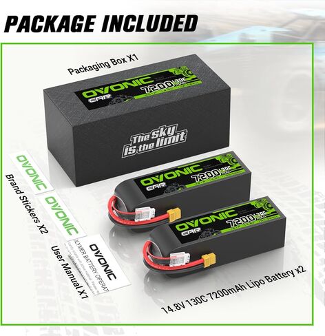 OVONIC 4S LiPo Battery 7200mAh 14.8V 130C RC Battery with XT60 to TRA Connector in Kuwait
