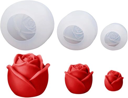 3-Piece Rose Silicone Mold Set Large, Medium, and Small Sizes 3D Floral Silicone Molds Ideal for Candle Making, Epoxy Resin Casting, Handmade Soap, Pottery, Plaster Crafts, and Gifts GJ-1023LMS in Kuwait