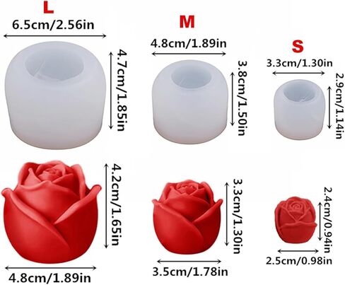 3-Piece Rose Silicone Mold Set Large, Medium, and Small Sizes 3D Floral Silicone Molds Ideal for Candle Making, Epoxy Resin Casting, Handmade Soap, Pottery, Plaster Crafts, and Gifts GJ-1023LMS in Kuwait