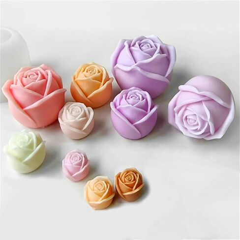 3-Piece Rose Silicone Mold Set Large, Medium, and Small Sizes 3D Floral Silicone Molds Ideal for Candle Making, Epoxy Resin Casting, Handmade Soap, Pottery, Plaster Crafts, and Gifts GJ-1023LMS in Kuwait