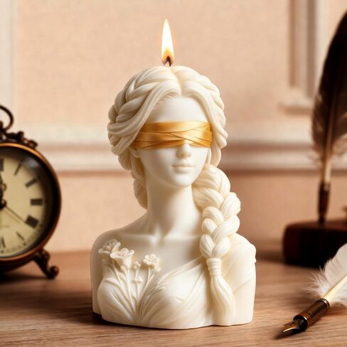 Blindfolded Lady Candle Mold, Braid Girl Maiden Shaped Portrait Aesthetic Woman Resin Casting Silicone Molds for Home Decor, Soap & Candle Making, DIY Epoxy Resin Craft Gift Mold in Saudi Arabia