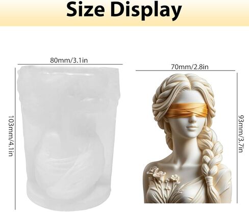 Blindfolded Lady Candle Mold, Braid Girl Maiden Shaped Portrait Aesthetic Woman Resin Casting Silicone Molds for Home Decor, Soap & Candle Making, DIY Epoxy Resin Craft Gift Mold in Saudi Arabia