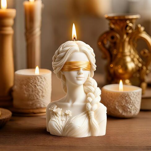 Blindfolded Lady Candle Mold, Braid Girl Maiden Shaped Portrait Aesthetic Woman Resin Casting Silicone Molds for Home Decor, Soap & Candle Making, DIY Epoxy Resin Craft Gift Mold in Saudi Arabia