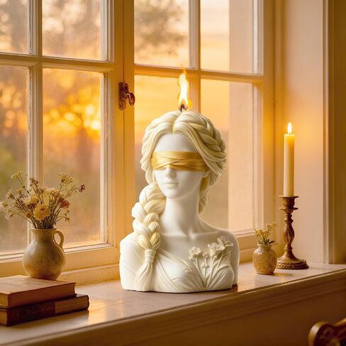 Blindfolded Lady Candle Mold, Braid Girl Maiden Shaped Portrait Aesthetic Woman Resin Casting Silicone Molds for Home Decor, Soap & Candle Making, DIY Epoxy Resin Craft Gift Mold in Saudi Arabia