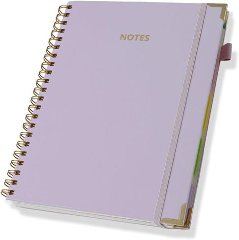 King Mills Hardcover Spiral Five Subject Notebook with Removable Dividers Multi Subject Notebooks, 8.5"x11" Large Leather Journal, 150 Sheets, 300 Pages for Organization in Saudi Arabia