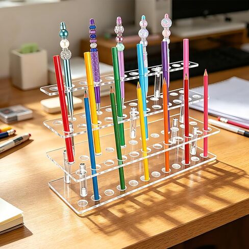 Acrylic Pen Display Stand 36 Slots 1.5cm Pen Stand Display 3 Tier Clear Pen Stand Display Acrylic Pen Holder Stand for Beadable Pen Pencil in Saudi Arabia