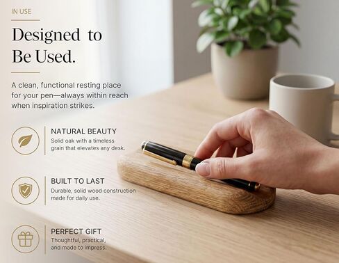 Solid Oak Single Pen Tray, Minimalist Desk Organizer, Natural Wood, Handcrafted, Precision Angled Channel in Saudi Arabia