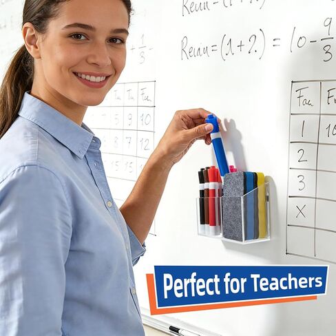 Simetufy Magnetic Pen Holder, Acrylic Magnetic Dry Erase Marker Holder for Whiteboard, Pen Holder for Fridge, Locker Organizer for Work, Locker Accessories, Marker Organizer, 2 Pack in Saudi Arabia