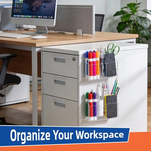 Simetufy Magnetic Pen Holder, Acrylic Magnetic Dry Erase Marker Holder for Whiteboard, Pen Holder for Fridge, Locker Organizer for Work, Locker Accessories, Marker Organizer, 2 Pack in Saudi Arabia
