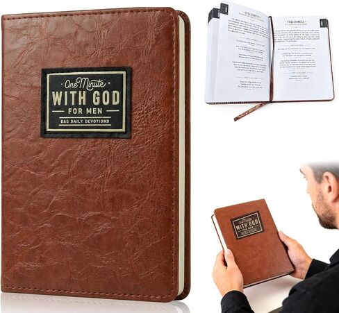 One Minute with God for Men, 365 Days of Daily Prayer Brown Book, 2026 Mens Daily Devotional, Bible Prayer Tracking Diary, Faux Leather Christian Gift Book, Devotionals for Men, Gifts for Father in Kuwait