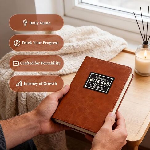 One Minute with God for Men, 365 Days of Daily Prayer Brown Book, 2026 Mens Daily Devotional, Bible Prayer Tracking Diary, Faux Leather Christian Gift Book, Devotionals for Men, Gifts for Father in Kuwait