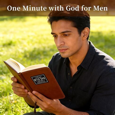 One Minute with God for Men, 365 Days of Daily Prayer Brown Book, 2026 Mens Daily Devotional, Bible Prayer Tracking Diary, Faux Leather Christian Gift Book, Devotionals for Men, Gifts for Father in Kuwait