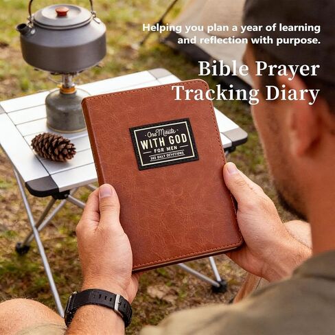 One Minute with God for Men, 365 Days of Daily Prayer Brown Book, 2026 Mens Daily Devotional, Bible Prayer Tracking Diary, Faux Leather Christian Gift Book, Devotionals for Men, Gifts for Father in Kuwait