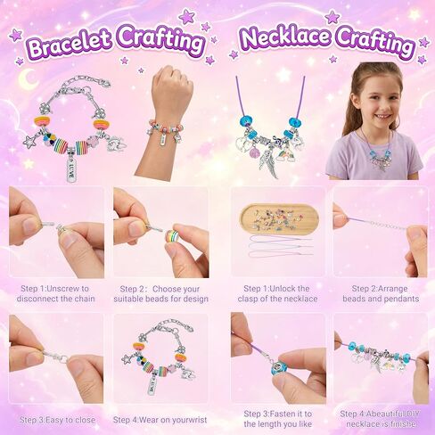 VELYNX Charm Bracelet Making Kit for Girls,Charms & Beads for Jewelry Making,DIY Friendship Bracelets and Necklace Crafts in Kuwait
