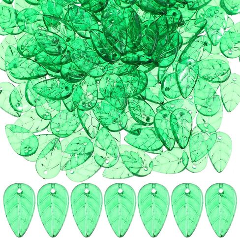 200 Pcs Green Leaf Beads, Translucent Leaves Shaped Beads Charms, Acrylic Green Bead for Beaded Plants Charm, Leaf Hanging Pendants for DIY Jewelry Making Bracelets Necklace Earring in Kuwait