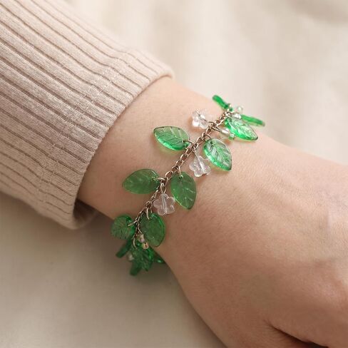 200 Pcs Green Leaf Beads, Translucent Leaves Shaped Beads Charms, Acrylic Green Bead for Beaded Plants Charm, Leaf Hanging Pendants for DIY Jewelry Making Bracelets Necklace Earring in Kuwait