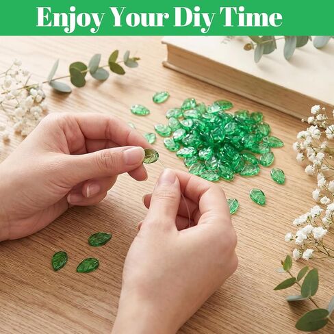 200 Pcs Green Leaf Beads, Translucent Leaves Shaped Beads Charms, Acrylic Green Bead for Beaded Plants Charm, Leaf Hanging Pendants for DIY Jewelry Making Bracelets Necklace Earring in Kuwait