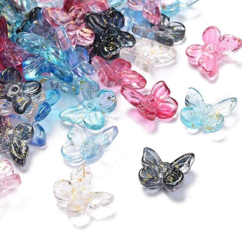 100 Pcs Transparent Glass Butterfly Charms Crystal Cute Butterfly Pendants with Glitter Sequin for DIY Dangle Earring Necklace Jewelry Making Craft Supplies in Kuwait