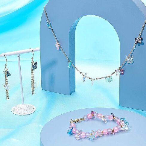 100 Pcs Transparent Glass Butterfly Charms Crystal Cute Butterfly Pendants with Glitter Sequin for DIY Dangle Earring Necklace Jewelry Making Craft Supplies in Kuwait