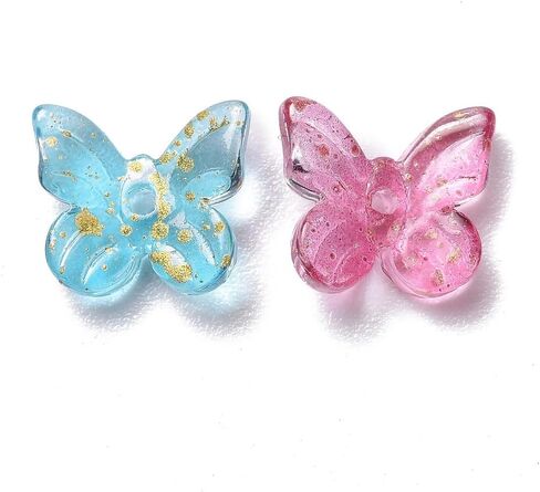 100 Pcs Transparent Glass Butterfly Charms Crystal Cute Butterfly Pendants with Glitter Sequin for DIY Dangle Earring Necklace Jewelry Making Craft Supplies in Kuwait