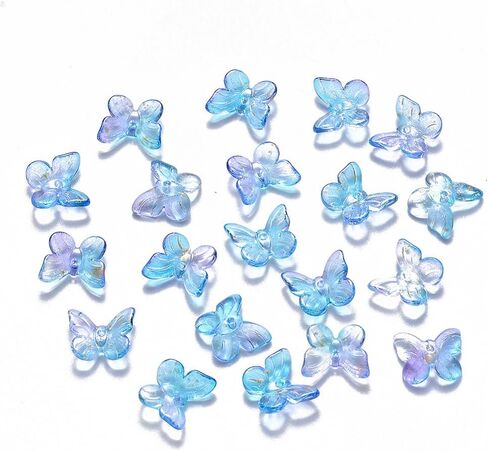 100 Pcs Transparent Glass Butterfly Charms Crystal Cute Butterfly Pendants with Glitter Sequin for DIY Dangle Earring Necklace Jewelry Making Craft Supplies in Kuwait