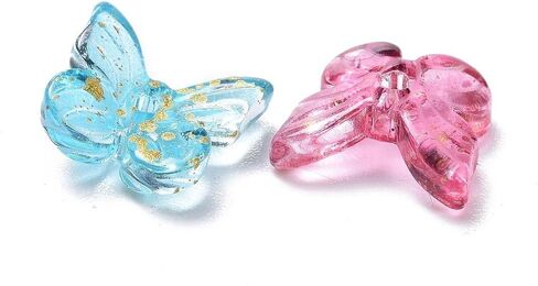100 Pcs Transparent Glass Butterfly Charms Crystal Cute Butterfly Pendants with Glitter Sequin for DIY Dangle Earring Necklace Jewelry Making Craft Supplies in Kuwait