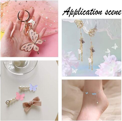 100 Pcs Transparent Glass Butterfly Charms Crystal Cute Butterfly Pendants with Glitter Sequin for DIY Dangle Earring Necklace Jewelry Making Craft Supplies in Kuwait