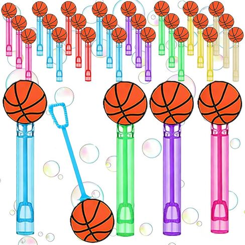 24-Pack Basketball-Themed Bubble Wands – Assorted Color Tubes Party Favors, Goodie Bag Stuffers & Piñata Fillers for Birthdays, Sports Parties & Backyard Basketball Gatherings in Saudi Arabia