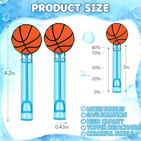 24-Pack Basketball-Themed Bubble Wands – Assorted Color Tubes Party Favors, Goodie Bag Stuffers & Piñata Fillers for Birthdays, Sports Parties & Backyard Basketball Gatherings in Saudi Arabia