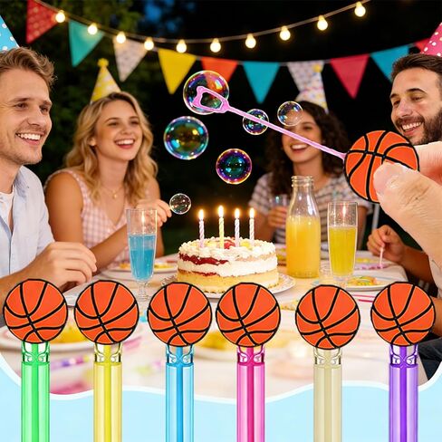 24-Pack Basketball-Themed Bubble Wands – Assorted Color Tubes Party Favors, Goodie Bag Stuffers & Piñata Fillers for Birthdays, Sports Parties & Backyard Basketball Gatherings in Saudi Arabia