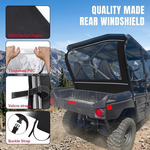 Oumurs TERYX Soft Rear Windshield, Back Dust Panel UTV Rear Window Compatible with KAWASAKI TERYX 4 800 (2013-2023) Rainproof Back Windshield Accessories for TERYX in Saudi Arabia