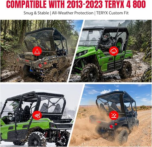Oumurs TERYX Soft Rear Windshield, Back Dust Panel UTV Rear Window Compatible with KAWASAKI TERYX 4 800 (2013-2023) Rainproof Back Windshield Accessories for TERYX in Saudi Arabia