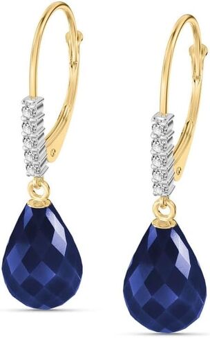 Galaxy Gold GG 14k Solid Gold Diamond Leverback Earrings with Natural Sapphires in Saudi Arabia