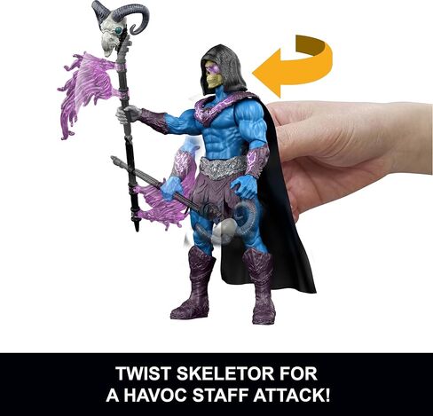 Masters of the Universe Feature Figure Havoc Staff Attack Skeletor, Twist & Release Action Move, 5.5 Inch & Accessory, 2026 Movie Accurate Villain Toy in Saudi Arabia