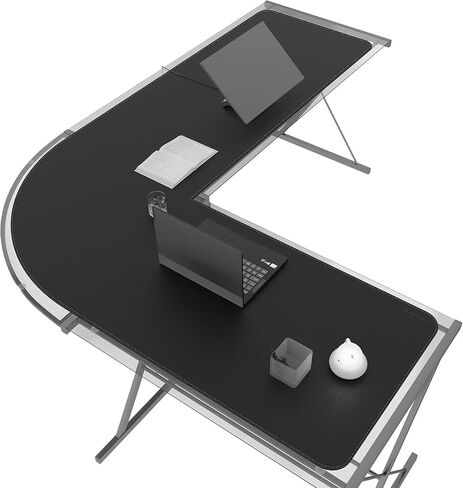 MAIDERN (59" + 75") x 23.6" Black Large L Shaped Desk Mat - Dual Sided Leather Gaming Corner Desk Pad for Office Computer in Saudi Arabia