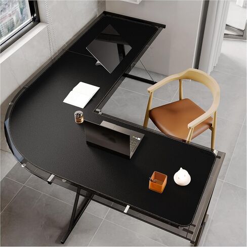 MAIDERN (59" + 75") x 23.6" Black Large L Shaped Desk Mat - Dual Sided Leather Gaming Corner Desk Pad for Office Computer in Saudi Arabia