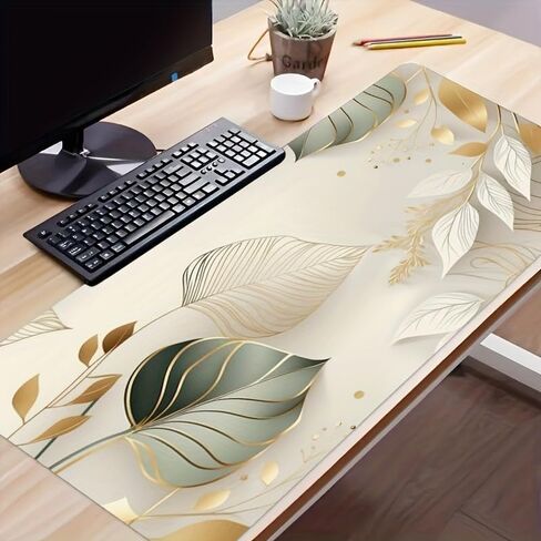 Large Desk Mat 35.4x15.7 Inch Leaf Design Gaming Mouse Pad Extended Keyboard Pad Non Slip Rubber Base Desk Protector for Office Home Study Writing Surface Gift for Women Friends in Kuwait