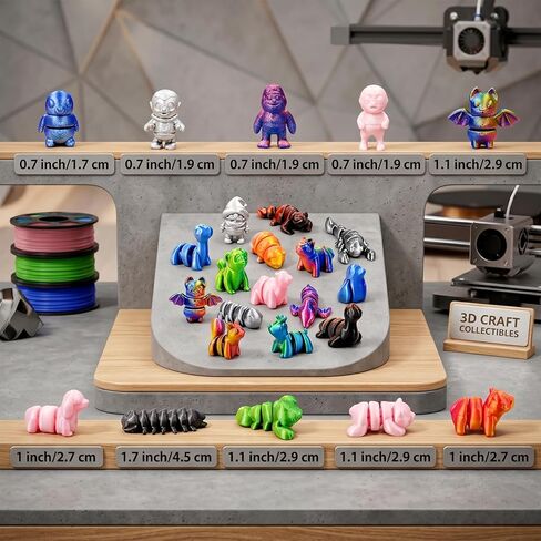 200Pcs Mini Random 3D Printed Animals Figurines Set - 100 Unique Designs, Movable Joints, Silk Gradient Colors, Cute Desk Decor, Party Favors, Classroom Prizes, ADHD Reward Jar Filler in Saudi Arabia