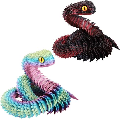 24in 3D Printed Snake,Flexible 3D Printed Animal,Articulated 3D Printed Crystal Anaconda,Glow in The Dark Rainbow in Saudi Arabia