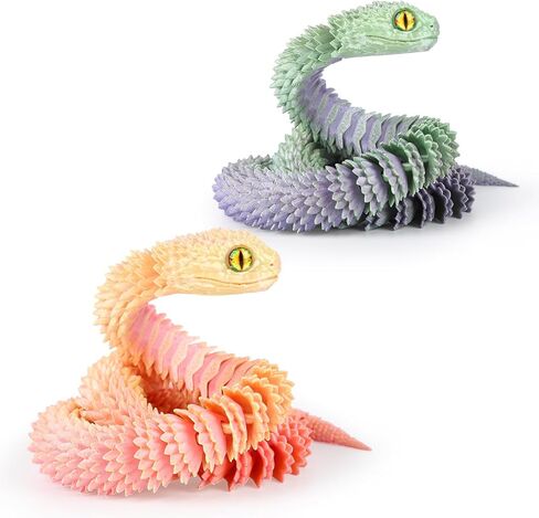 24in 3D Printed Snake,Flexible 3D Printed Animal,Articulated 3D Printed Crystal Anaconda,Glow in The Dark Rainbow in Saudi Arabia