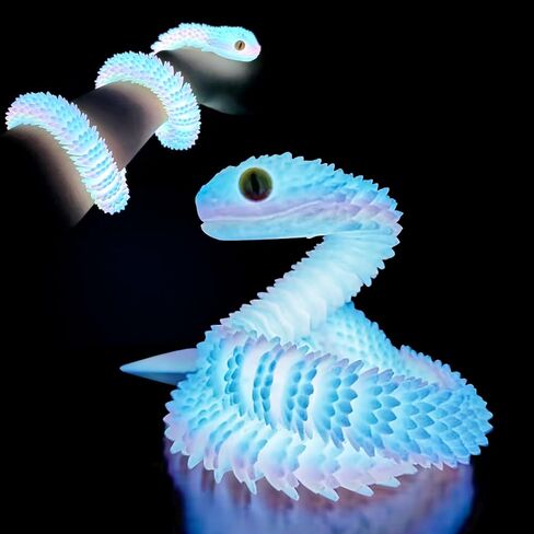 24in 3D Printed Snake,Flexible 3D Printed Animal,Articulated 3D Printed Crystal Anaconda,Glow in The Dark Rainbow in Saudi Arabia