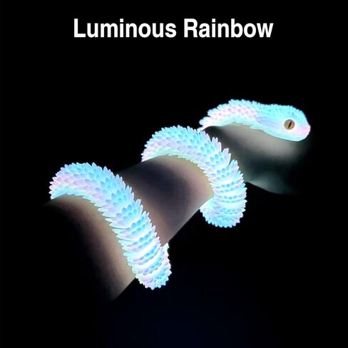 24in 3D Printed Snake,Flexible 3D Printed Animal,Articulated 3D Printed Crystal Anaconda,Glow in The Dark Rainbow in Saudi Arabia