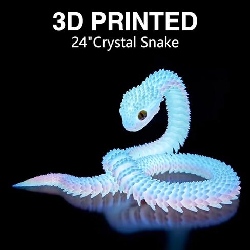 24in 3D Printed Snake,Flexible 3D Printed Animal,Articulated 3D Printed Crystal Anaconda,Glow in The Dark Rainbow in Saudi Arabia
