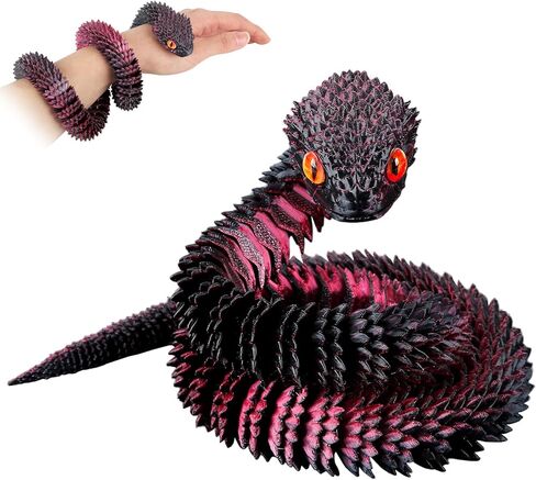 24in 3D Printed Snake,Flexible 3D Printed Animal,Articulated 3D Printed Crystal Anaconda,Glow in The Dark Rainbow in Saudi Arabia