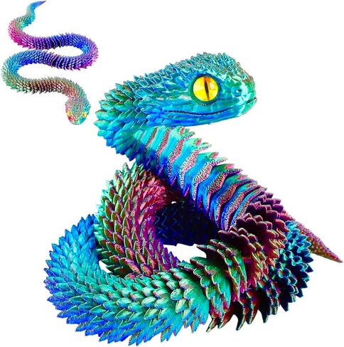 24in 3D Printed Snake,Flexible 3D Printed Animal,Articulated 3D Printed Crystal Anaconda,Glow in The Dark Rainbow in Saudi Arabia