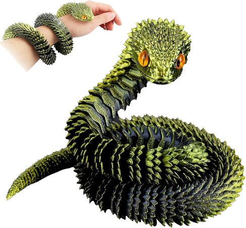 24in 3D Printed Snake,Flexible 3D Printed Animal,Articulated 3D Printed Crystal Anaconda,Glow in The Dark Rainbow in Saudi Arabia