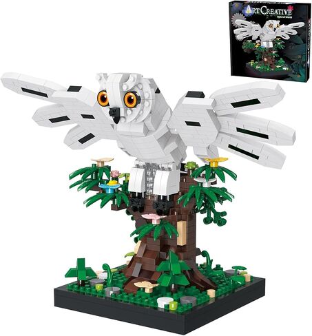 Snowy Owl Building Blocks Set Flying Bird Micro Mini Bricks Toy on Tree Magic Animal Desk Decor Display Ornament DIY Creative Hobby Gifts for Adults Teens in Saudi Arabia