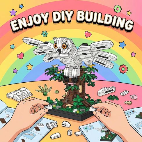 Snowy Owl Building Blocks Set Flying Bird Micro Mini Bricks Toy on Tree Magic Animal Desk Decor Display Ornament DIY Creative Hobby Gifts for Adults Teens in Saudi Arabia