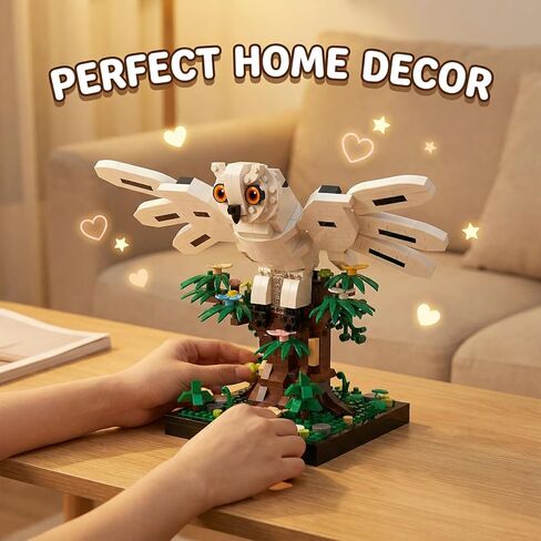 Snowy Owl Building Blocks Set Flying Bird Micro Mini Bricks Toy on Tree Magic Animal Desk Decor Display Ornament DIY Creative Hobby Gifts for Adults Teens in Saudi Arabia